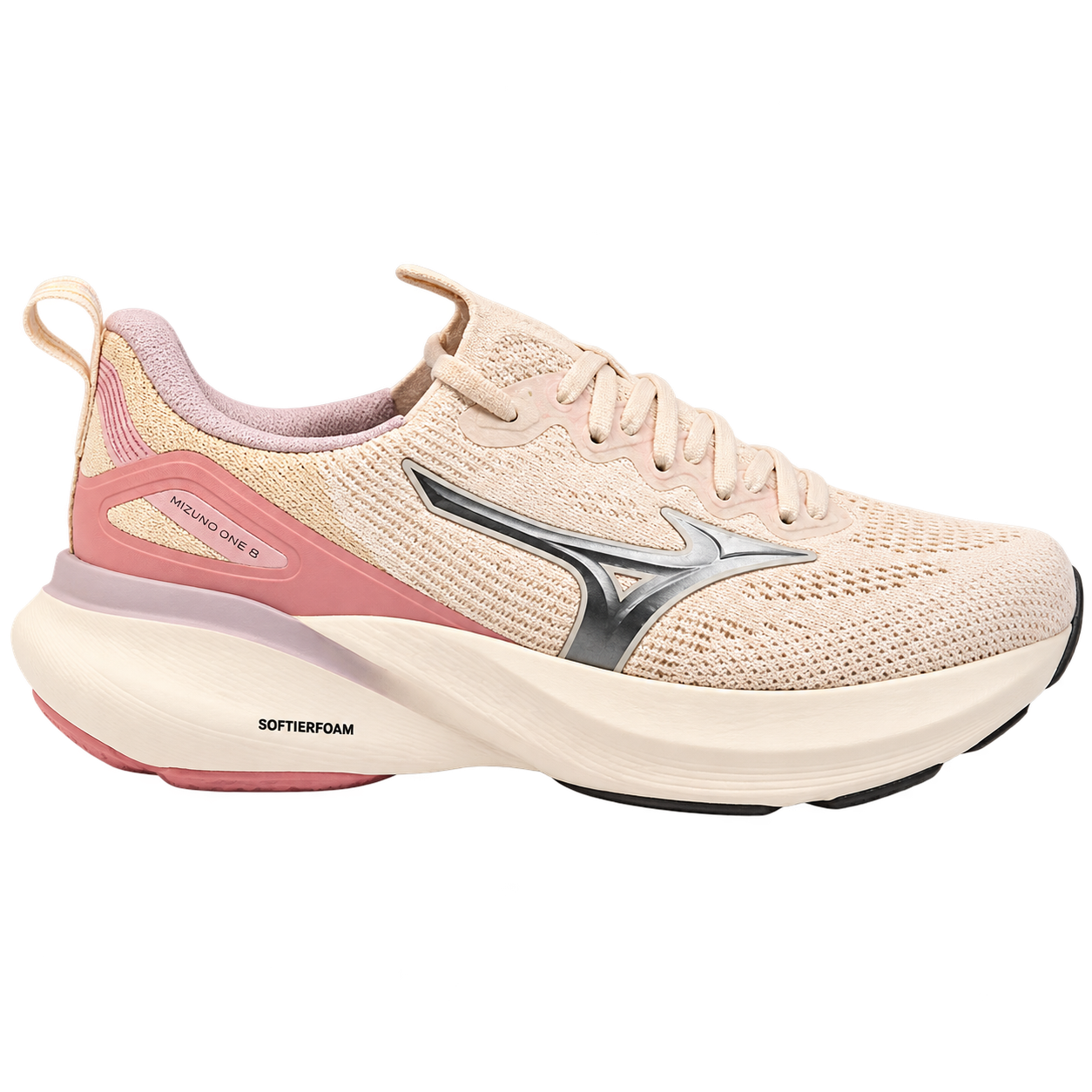 Tênis Mizuno Glow 3 bege e rosa